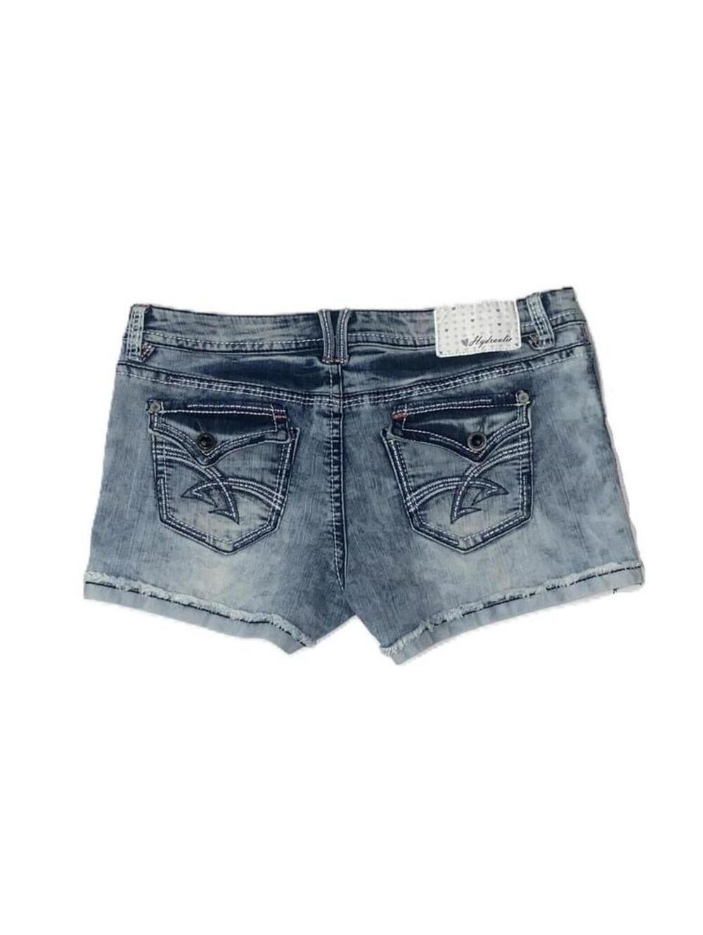 Hydraulic Low Rise Denim Shorts Y2K Light Wash Micro Mini Size 15/16 Retro